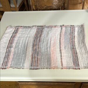 Pure jill JJill  Striped Fringe infinity Scarf in Gray and Pink
